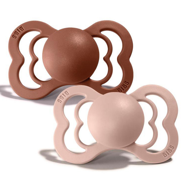 BIBS Supreme Nappar Silikon Woodchuck/Blush 2-pack Strl 1