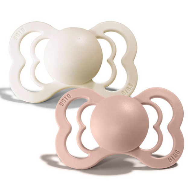 BIBS Supreme Nappar Silikon Ivory/Blush 2-pack Strl 2