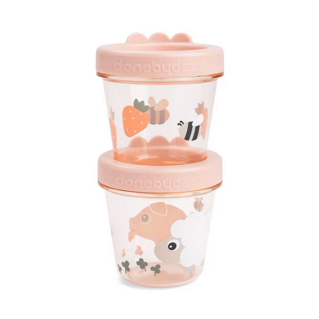 Done By Deer Barnmatsburkar 2-pack Tiny Farm Rosa