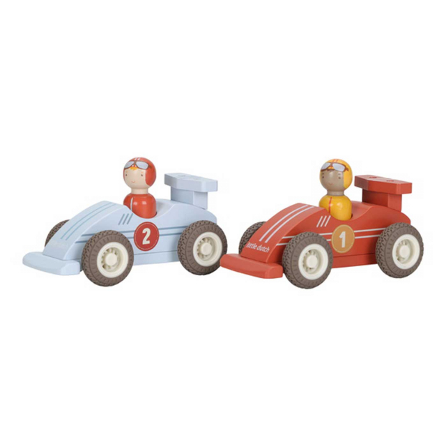 Little Dutch Racerbilar med dragspänne och träfigurer