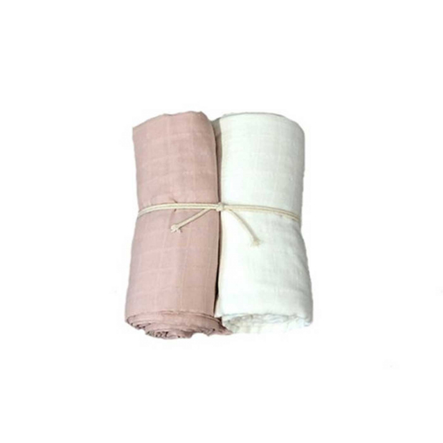 Mini Dreams Muslinfilt 2-pack Vit/rosa 115x115 cm