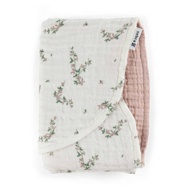 Sebra Skötunderlägg i muslin Powder Blossom