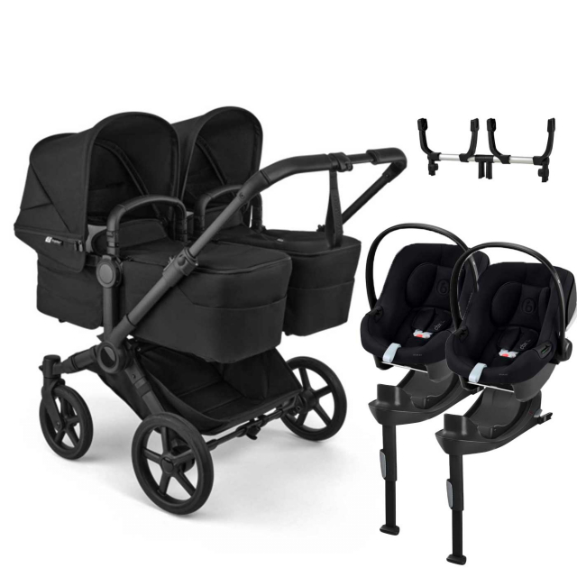 Bugaboo Donkey 6 Tvillingvagn + Aton B2 Babyskydd + Bas