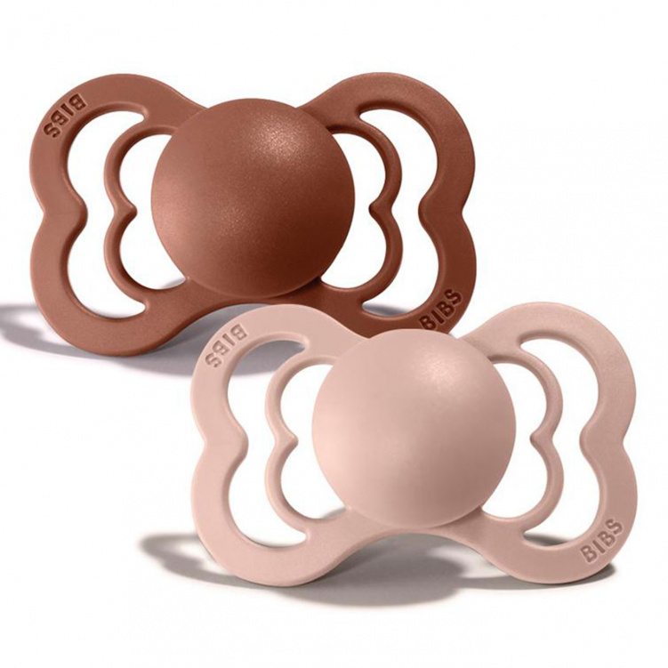 BIBS Napp Supreme Silikon 2-pack 0-6 mån Woodchuck/Blush i gruppen Babytillbehör / Nappar och tillbehör / Nappar 0-6 månader hos Bonti (BIBS160337)