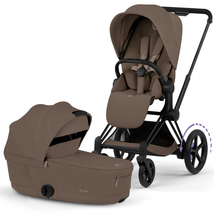Cybex E-Priam 2026 Duovagn Matt Black/Coconut Brown i gruppen Barnvagnar / Varumärken / Cybex / Cybex E-Priam hos Bonti (CYBE526001491)