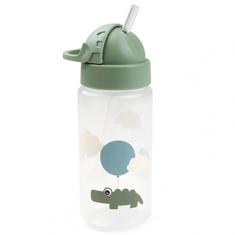 Done By Deer Vattenflaska med sugrör Happy Clouds Green i gruppen Babytillbehör / Äta och mata / Muggar, flaskor och glas hos Bonti (DOBD1036003)