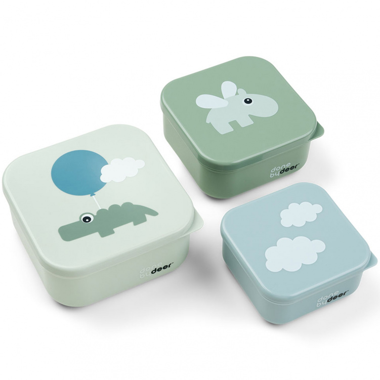 Done By Deer Snack Box Happy Clouds Green 3-pack i gruppen Babytillbehör / Äta och mata / Matförvaring hos Bonti (DOBD1236403)