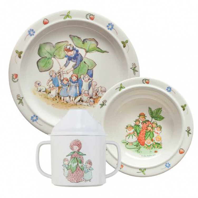 Elsa Beskow Blomsterbarn Barnservis 3 delar i gruppen Babytillbehör / Äta och mata / Serviser hos Bonti (ELBE3915)