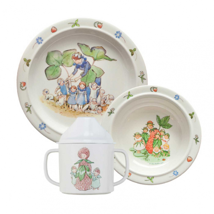 Elsa Beskow Blomsterbarn Barnservis 3 delar i gruppen Babytillbehör / Äta och mata / Serviser hos Bonti (ELBE3915)
