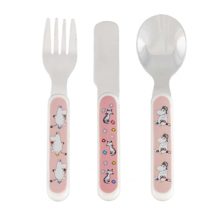Mumin Äng Barnbestick Rosa i gruppen Babytillbehör / Äta och mata / Bestick hos Bonti (MUMI6679)